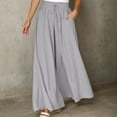 thumbnail image 2 of Lixiuxyad Women Flowy Long Pants Drawstring High Waist Casual Wide Leg Long Palazzo Pants Trousers Gray, 2 of 5