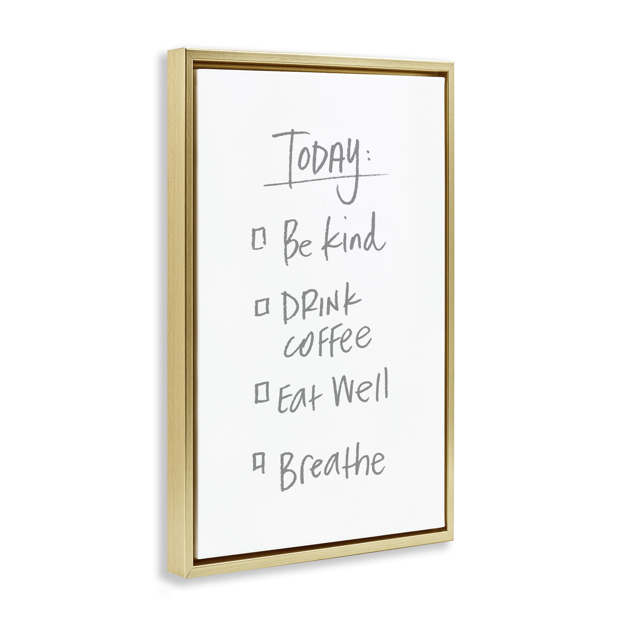 Stupell Industries Simple Today's Checklist Gold Framed Floater Canvas Wall Art, design by SD Graphics Studio