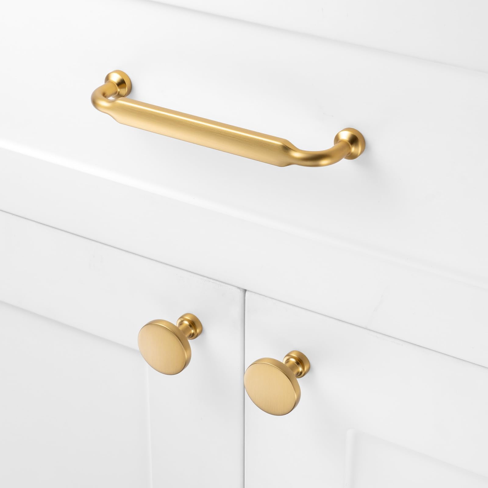 10 Pack 1-1/4 Inch Antique Brass Cabinet Knobs Vintage Brass Drawer Knobs Round Brass Cabinet Pulls, ZK2302 Kitchen Hardware for Cabinets Drawers Bedroom Dresser Cupboard Bathroom Vanity Closet