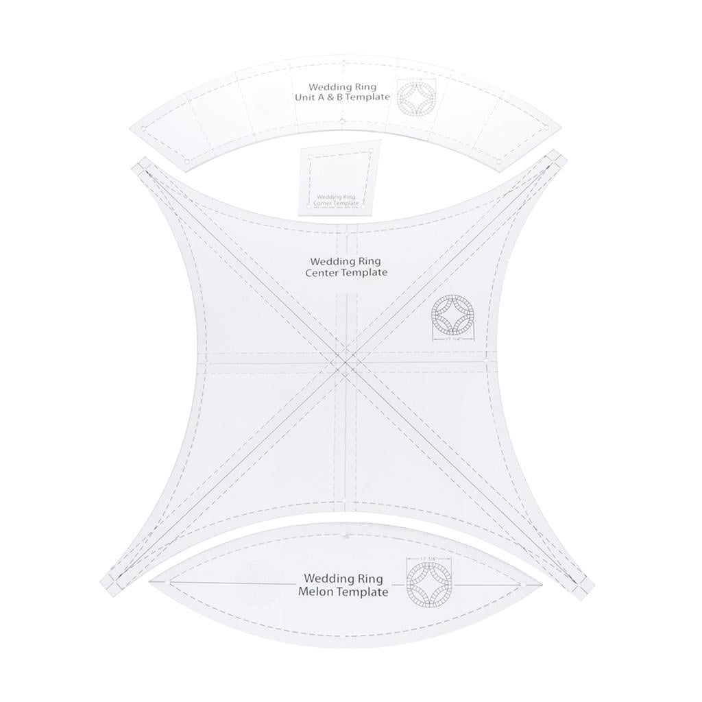HOMYL 4pcs Creative Grid Double Wedding Ring Template Dressmaker Sewing Quilting Ruler