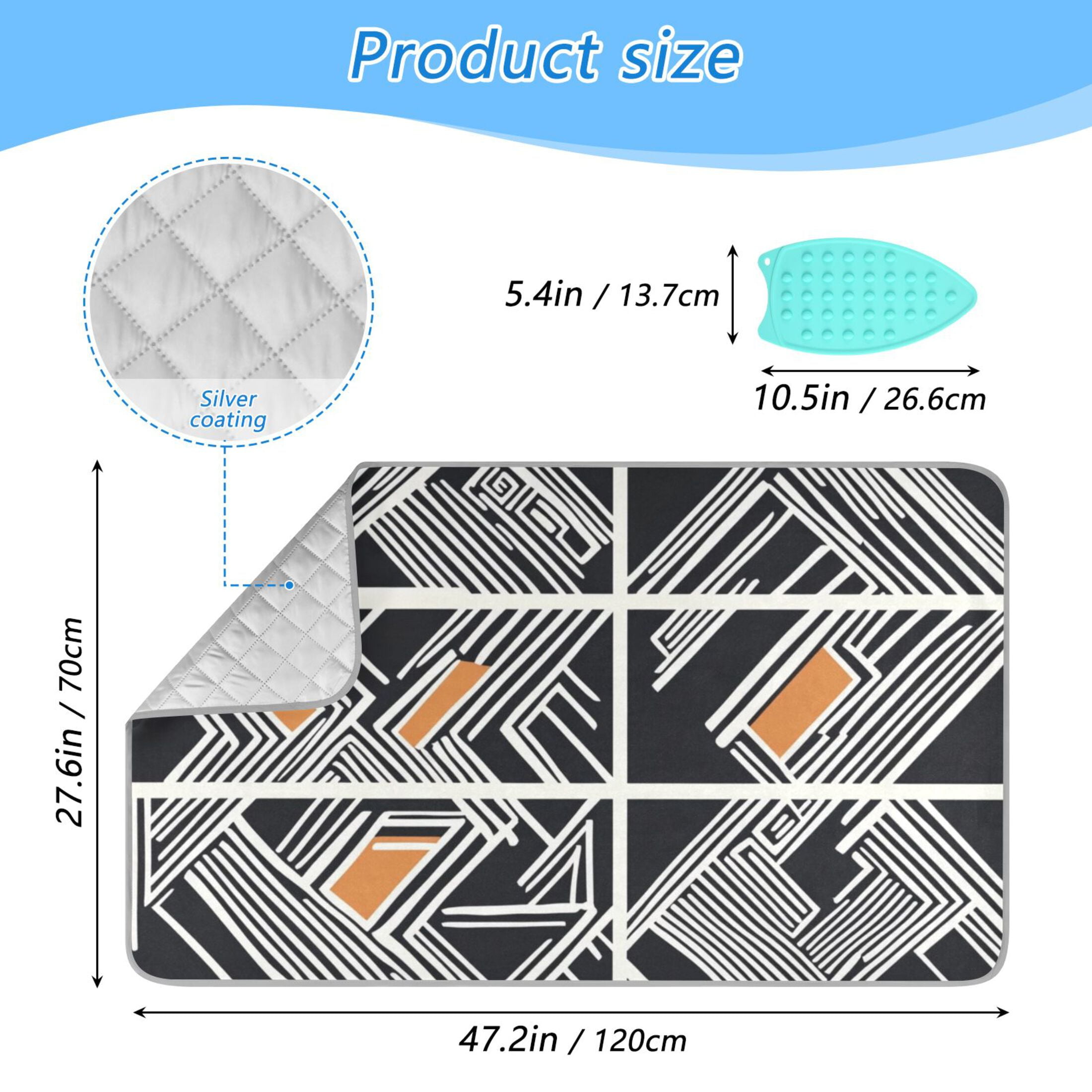 Abstract Geometry Ironing Mat Blanket for Table Top Travel Portable Ironing Board Pad 47.2x27.6 Inch