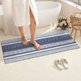 thumbnail image 3 of Blue and White Geometric Striped Pattern Bathroom Rugs Mat,Non Slip Microfiber Bathroom Rug,Rubber Backing,Soft Bathroom Mats for Bathroom Floor,Tub and Shower,60x24in(150x60cm), 3 of 4