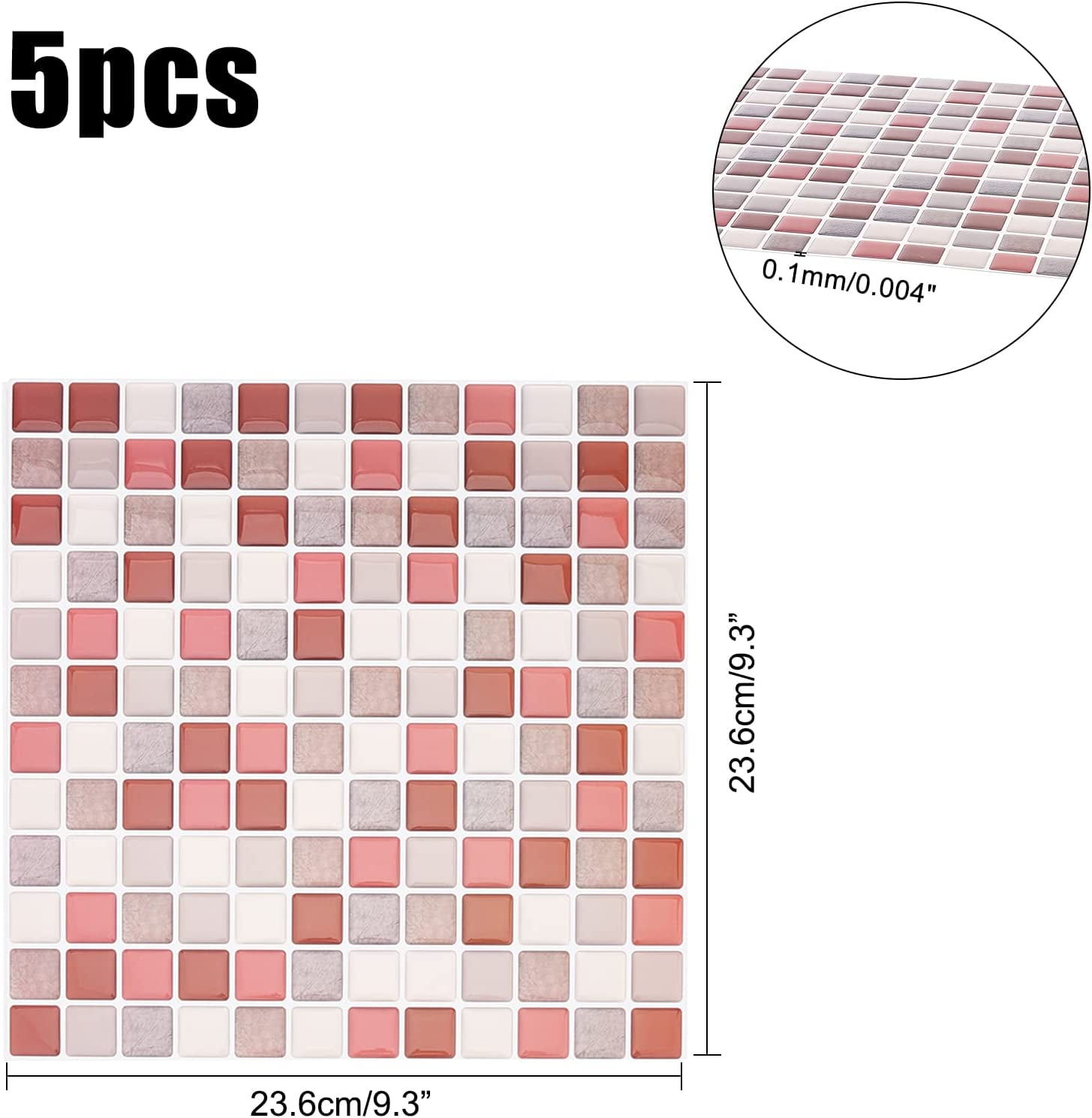 5Sheet 3D Mosaic Tile Sticker Peel and Stick Backsplash Tile Kitchen Mosaic Wall Tiles Self-Adhesive DIY Backsplash