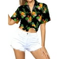 thumbnail image 2 of HAPPY BAY Hawaiian Shirts Womens Casual Summer Beach Party Blouses Shirt Floral Blouse Short Sleeve Tropical Vacation Dress Button up Shirts for Women S Pineapple, Black, 2 of 5