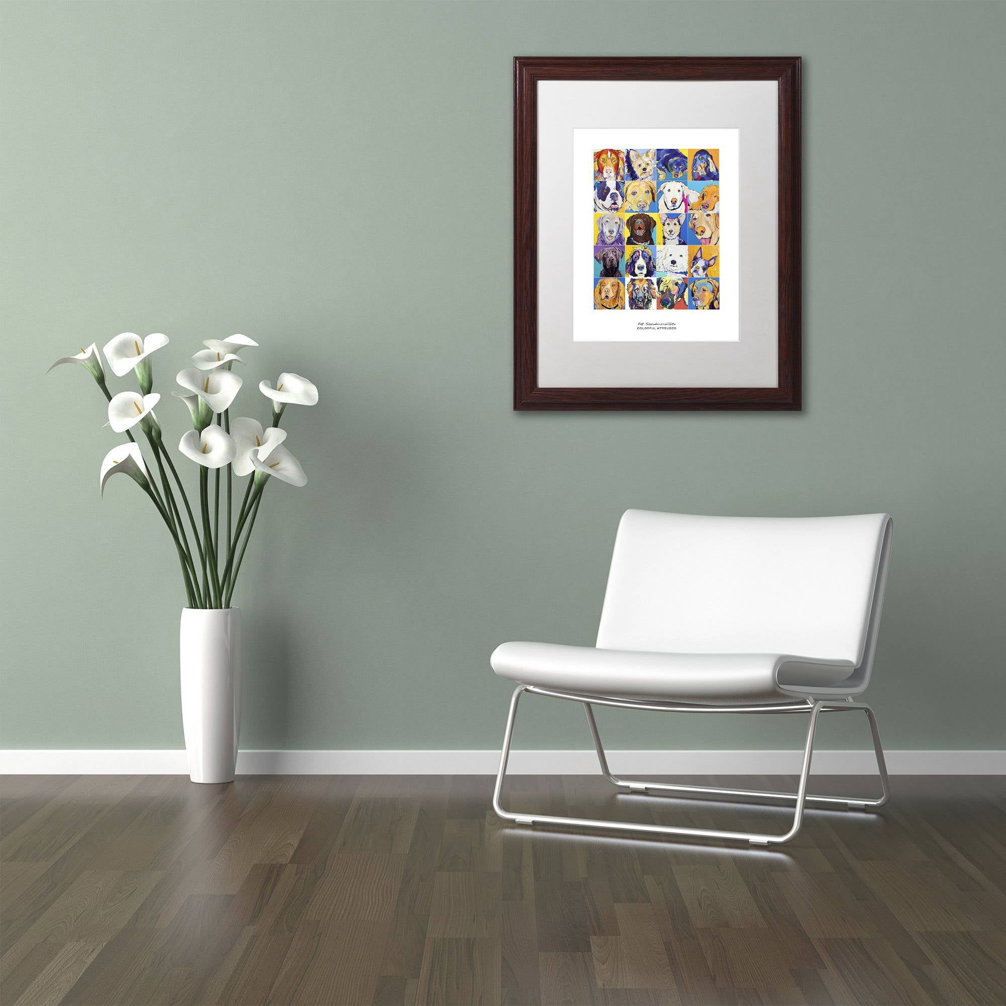 Trademark Fine Art "Colorful Attitudes Poster" Canvas Art by Pat Saunders-White, White Matte, Wood Frame