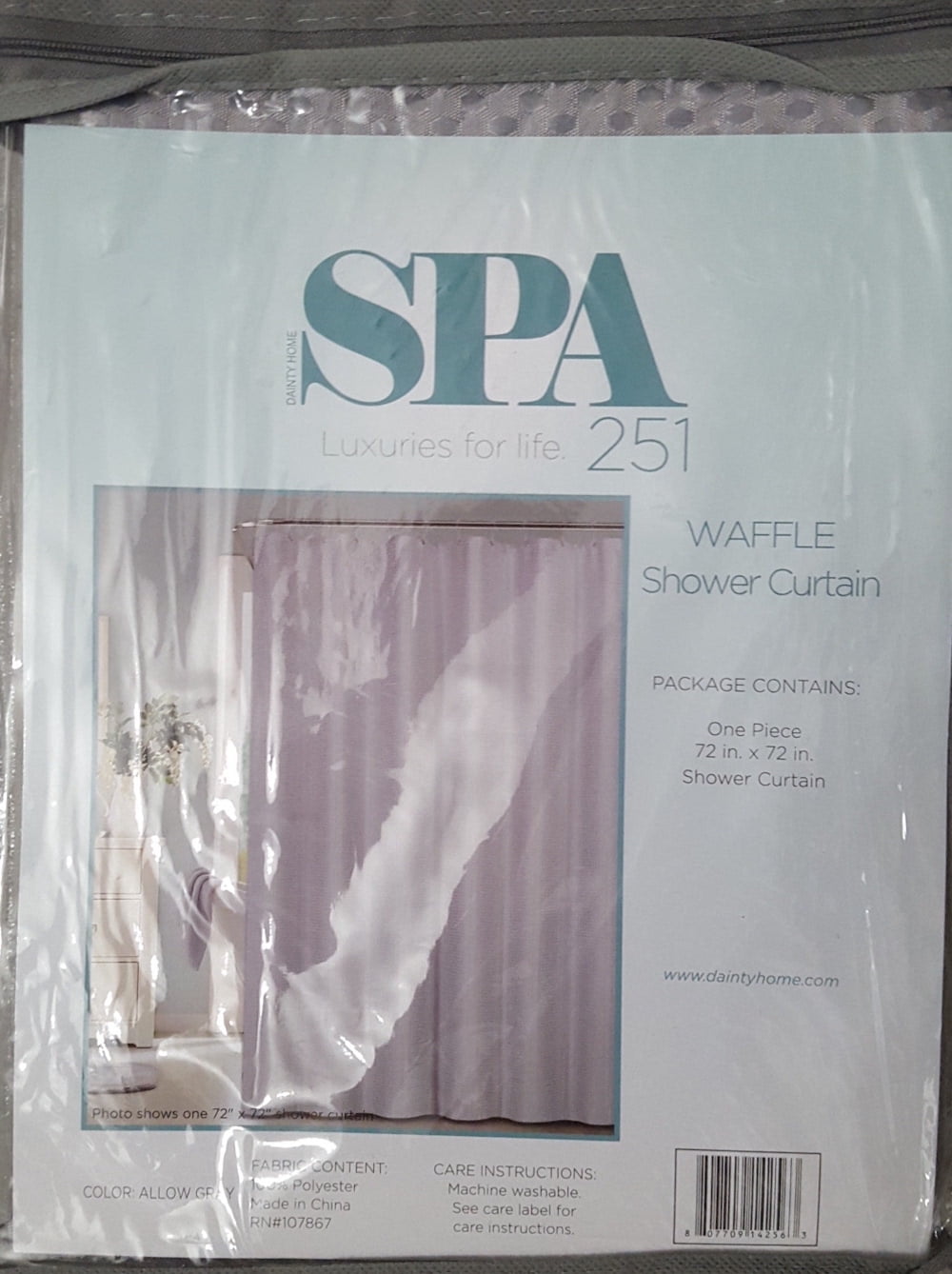 Dainty Home Exclusive Spa 251 Hotel Collection Waffle Shower Curtain