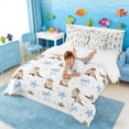 thumbnail image 4 of Manfei Watercolor Sea Lion Bedding Comforter Set for Kids Boys and Girls, Starfish Bow Dot Full Bedding Set, Reversible 7-Piece, 4 of 6
