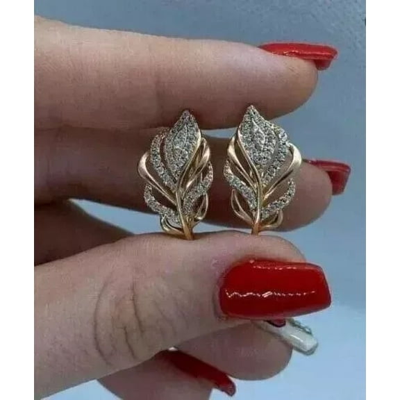 2Ct Round Lab Created Diamond Hoop Valentine Earrings 14K Yellow Gold Plated