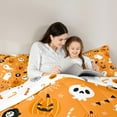 thumbnail image 4 of Manfei Cute Ghost Pumpkin Twin Bedding Sets 7-Piece,Happy Halloween Bats Bedding Comforter Set,Orange White Black Sheet Sets For Girls Teens,Luxury Bedroom Decor Reversible, 4 of 8
