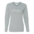thumbnail image 2 of Wild Bobby Stronger Than Cancer Distressed Breast Cancer Awareness Women Graphic Long Sleeve Tee, Heather Grey, Large, 2 of 6