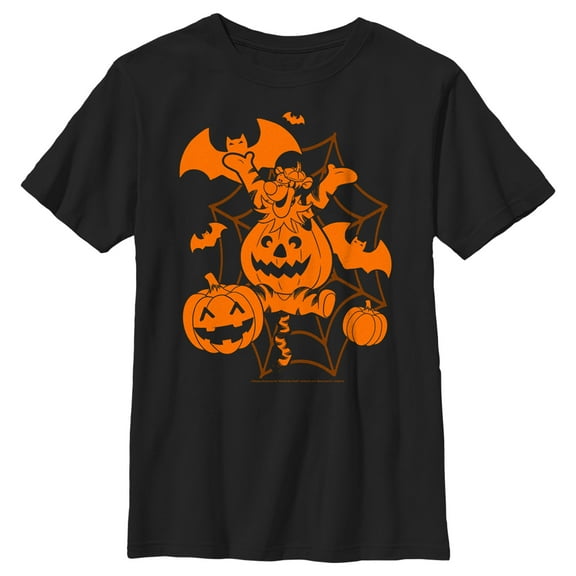 Boy's Winnie the Pooh Pumpkin Tigger Graphic Tee Black Large