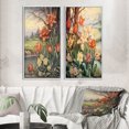 thumbnail image 1 of Designart "Illustration Rétro Tulipes Rouges en Fleurs III" Art Mural Encadré Fleurs Sauvages Ensemble de 2 - Art Mural Encadré Traditionnel Rouge Ensemble de 2, 1 of 6