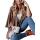 thumbnail image 1 of Sonducket Suéter abierto frontal para mujer, cárdigan de punto suelto de poliéster, manga 3/4, ropa informal de primavera y otoño, blanco, L Prendas para la parte del cuerpo Café L Sonducket AP003557-33, 1 of 6