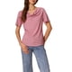 thumbnail image 1 of INSPIRAR CHIC Blusa Casual de Cuello Cowl de Manga Corta Elástica para Mujeres 2XL Roja, 1 of 1