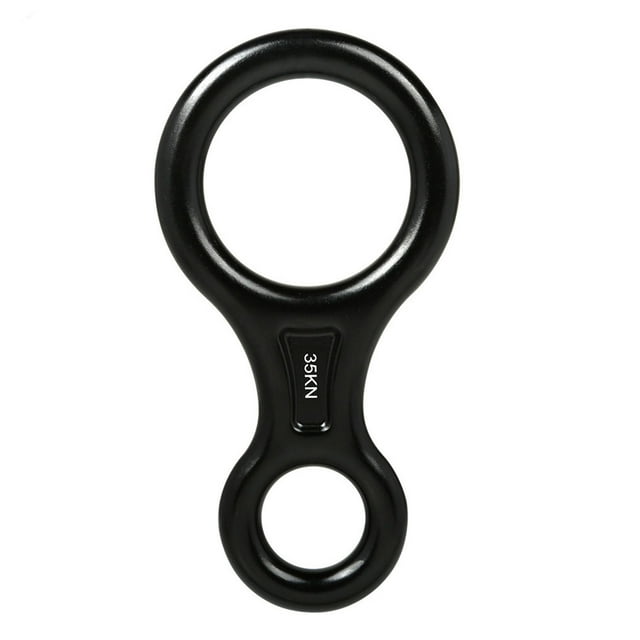 Descensor en forma de 8 de 35 kN, resistente, de colores, para escalada, descenso, tirolesa, rescate, color negro