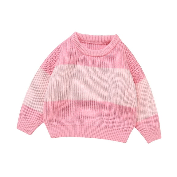 CAIVO Kids Sweater For Toddler Baby Boys Girls Knit Striped Color Block Crewneck Sweater Kids Pullover Sweater Shirt Winter Warm Coat Leisure Child Daily Wear