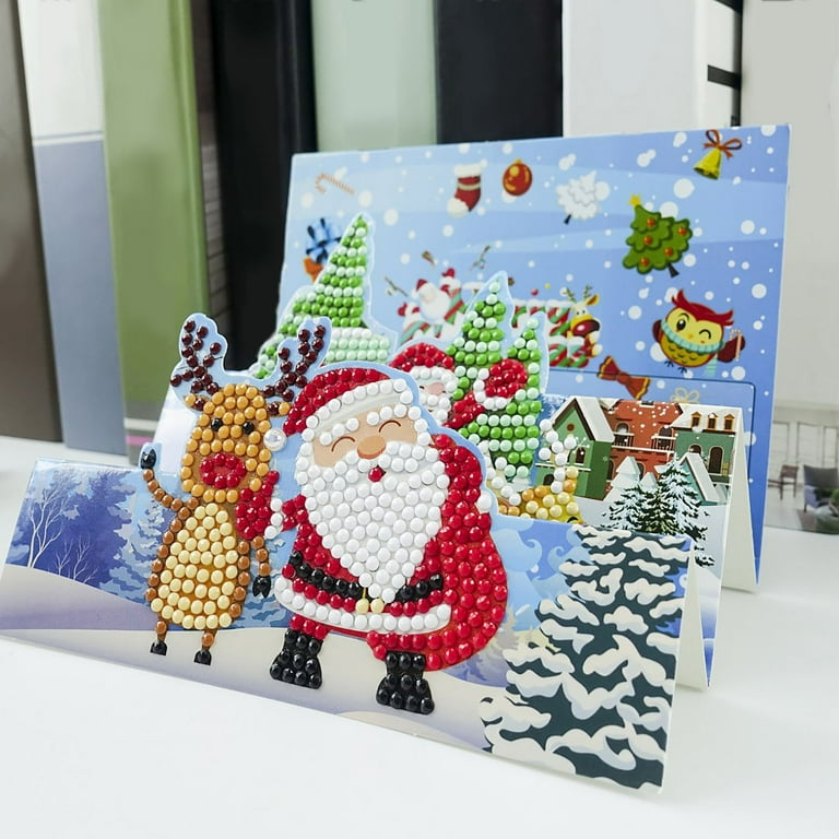 8pcs DIY Special Drill Diamond Painting 3D Christmas Card