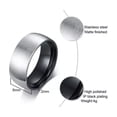 thumbnail image 3 of 8mm Brushed Silver Men's Black Plating Band Stainless Steel Jewelry Ring Sz 7-12, 3 of 5