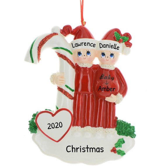 Ornaments by Elves Personalized Couple Christmas Ornaments 2024 Pregnant Christmas Ornaments .25lbs