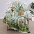 thumbnail image 2 of Blue Retro Bike Blanket Gifts for Women Girls Soft Warm Lightweight Cozy Plush Art Farmhouse Flower Basket Throw Blankets for Bedroom Living Room Sofa Home Decor 60"x50", 2 of 6