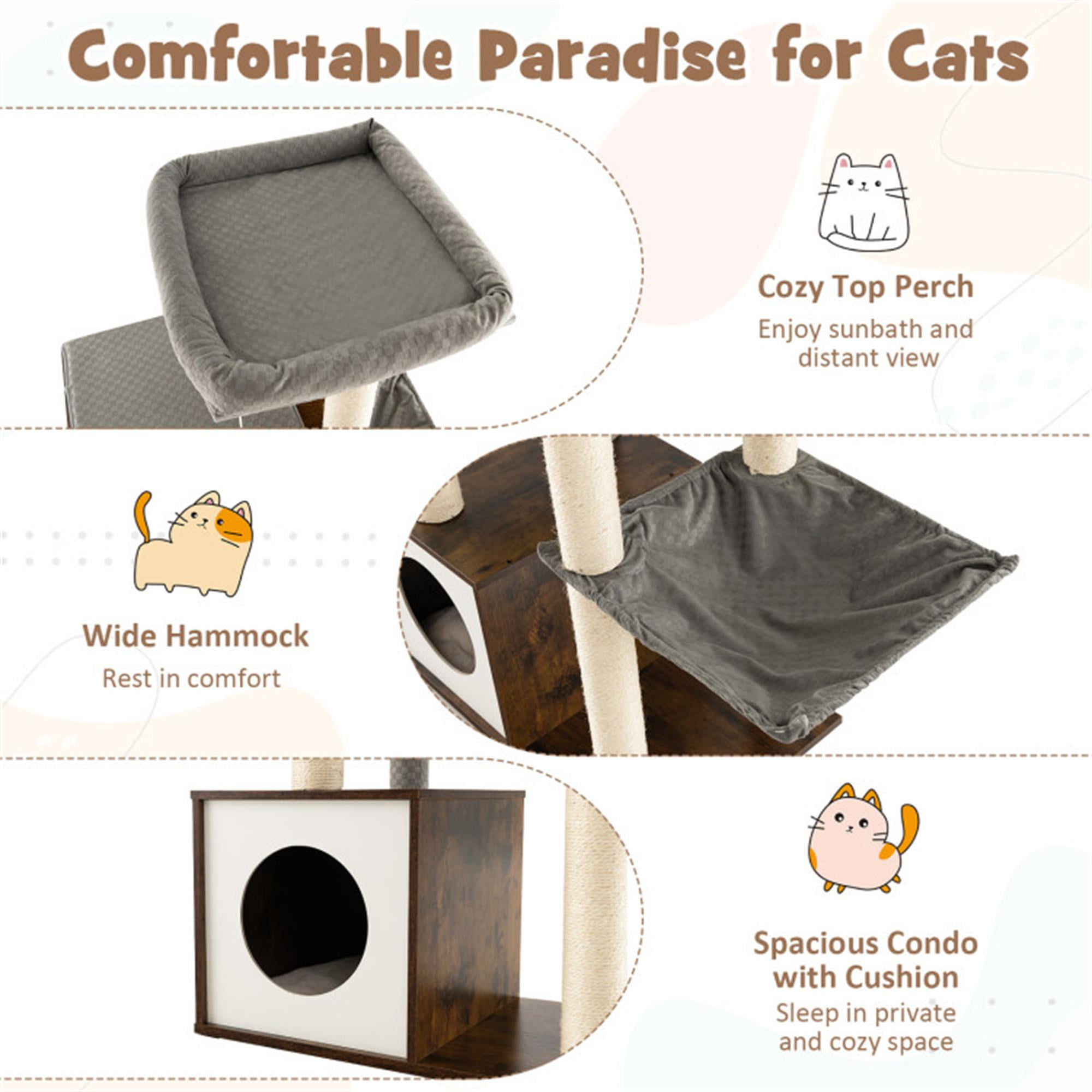 Pefilos 53" Modern Cat Tree Tower for Indoor Cats, Multi-Level Cat Condo with Scratching Posts, Perch, Washable Removable Cushions, Cat Tree House, Gray Pefilos 53" Modern Cat Tree Tower for Indoor Cats, Multi-Level Cat Condo with Scratching Posts, Perch, Washable Removable Cushions, Cat Tree House, Gray