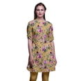 thumbnail image 1 of Bimba Short Kurtis For Ladies Printed Mandarin Collar Roll Up Sleeve Dress, 1 of 6