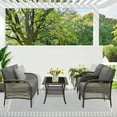 thumbnail image 4 of CozyHom 5 Piece Outdoor Patio Wicker Conversation Sofa Furniture Set Patio Indoor Porch Furniture Sets Cozy Furniture Set Use For Indoor Sun Room Sectional Sets, Gray, 4 of 12