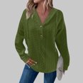 thumbnail image 2 of miqiqism Great discounts！Vneck Hooded Tshirts for Women Casual Long Sleeve Blouse Button Neck Pullover Tops Ribber Knit Oversize Clothing,X04_Army Green,XX-Large, 2 of 6