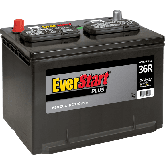 Everstart Plus Lead Acid Battery 12 Volt Automotive Battery Group Size 36R, 650 CCA Top Post for Car