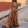 thumbnail image 1 of Fankiway Robe Longue de Plage à Manches Mi-Longues Rayée Multicolore Ample avec Boutons pour Femmes Rondes Robes de Printemps pour Femmes 8821, 1 of 6