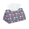 thumbnail image 2 of Lsque happy Skull rose Printed Long Tissue Box Cover Holder, Facial Paper Organizer Dispenser,Triangle with Bottom Belt, PVC Leather Decorative Organizer, 2 of 9