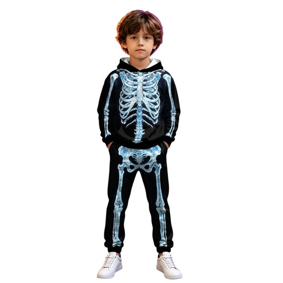 Shadoumai Girls Halloween Outfits Graphic Print Long Sleeve Soft Pullover Sweatshirt Tracksuit Jogger Sweatpants Fall Clothes for Girls
