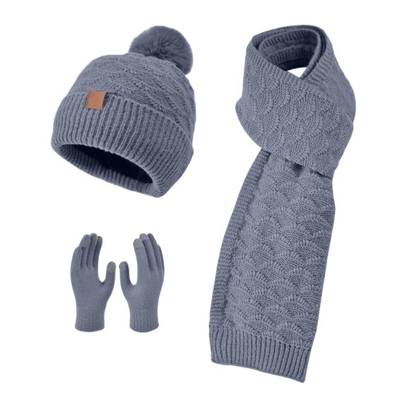 Fgnfyis Winter Warm Hat Scarf and Gloves Set for Baby Outdoor Cold Weather Protection Three Piece Set Grey