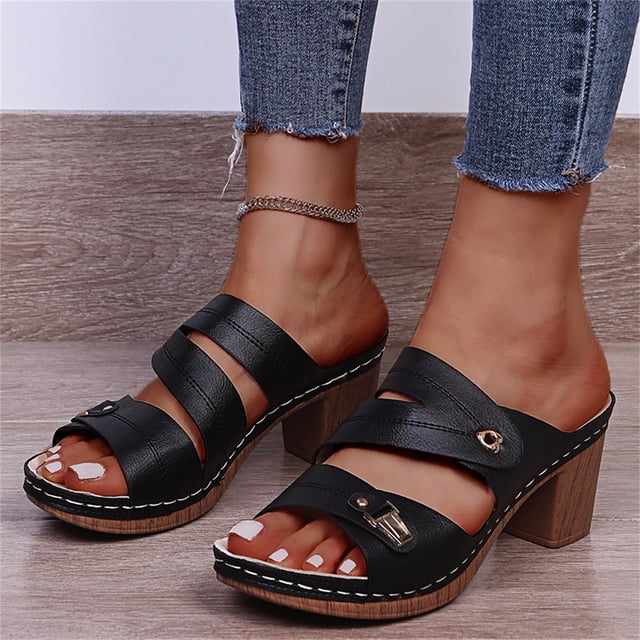 Zapatillas de tacón grueso de tacón alto de nuevo estilo, zapatillas de mujer con plataforma de boca de pescado Wmkox8yii hj789