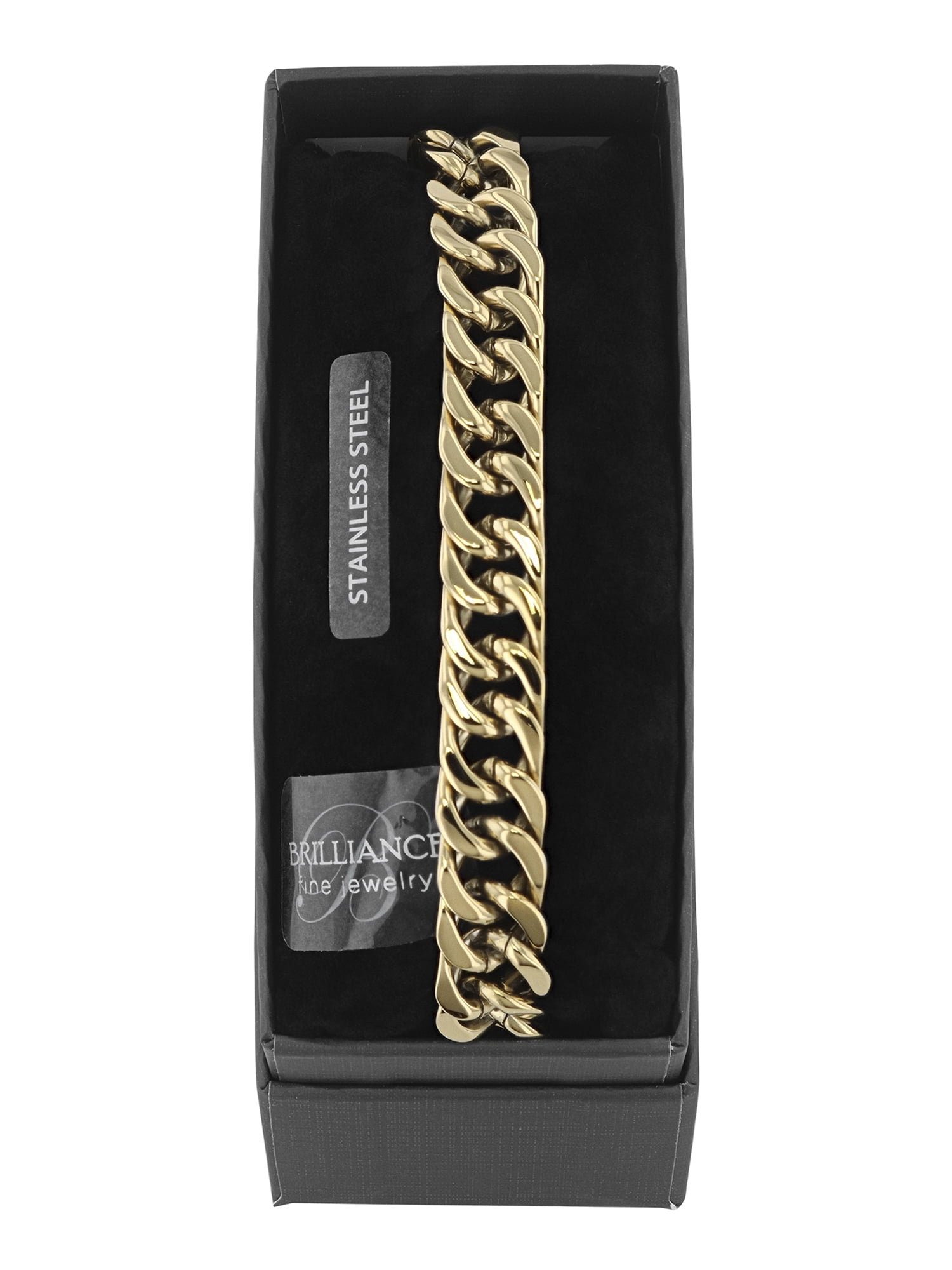 Men's Gold-Tone Stainless Steel Curb Link 8.5" Bracelet - Brilliance Fine Jewelry