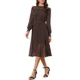 thumbnail image 4 of INSPIRE CHIC Floral Midi Women Casual Long Sleeve High Waist Ruffle Trim Dresses Black XL, 4 of 5