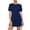 *Navy, variant on ClodeEU Women's Round Neck Short Sleeve Ruched Drawstring Mini Dress,Bodycon Pencil Short Dress White,Womens Plus XL
