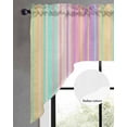 thumbnail image 2 of Pink Aqua Stripe Swag Valances for Windows, Small Curtains Drapes, Yellow Geometric Country Geometric Kitchen Window Curtains Over Sink Window Treatment Valance for Bedroom/Bathroom 56"x36", 2 of 5