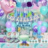 202 PCS Little Mermaid Party Decorations Mermaid Balloons for Girls, Banner & Tablecloth, Cutlery Sets & Plate, Mermaid