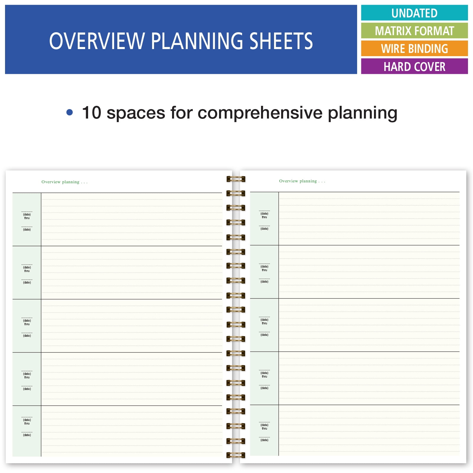 Elan Publishing Company Hardcover 8 Period Teacher Lesson Plan - Days Vertically Down the Side with Bonus Clip-in Bookmark (Rainbow Gold Marble)