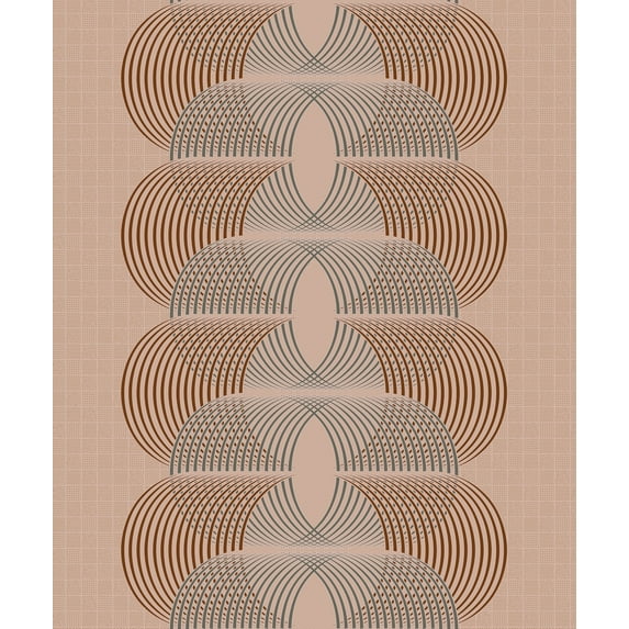 Dundee Deco Wallpaper Roll - Abstract Brown, Grey Semi-Circles, 21 in x 33 in