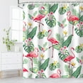 thumbnail image 2 of Flamingo Shower Curtain for Bathroom Palm Leaf Shower Curtain Tropical Shower Curtain Set with Hooks Tropical Bathroom Decor Pink Flamingo Gifts Green Leaf Shower Curtain, 72" W x 72" H, 2 of 6