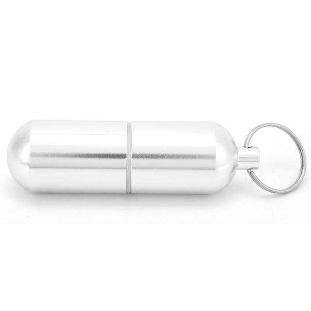 Aluminium Pill Box, Practical Silver Firm Keychain Pill Case For Capsules For Vitamin E For Cod Liver Oil For Pills