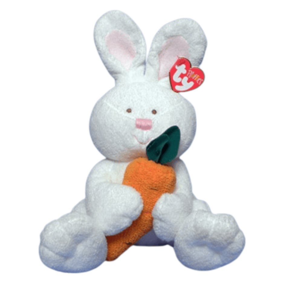 Ty Pluffies - SNACKERS The White Bunny (Holding Carrot) 10