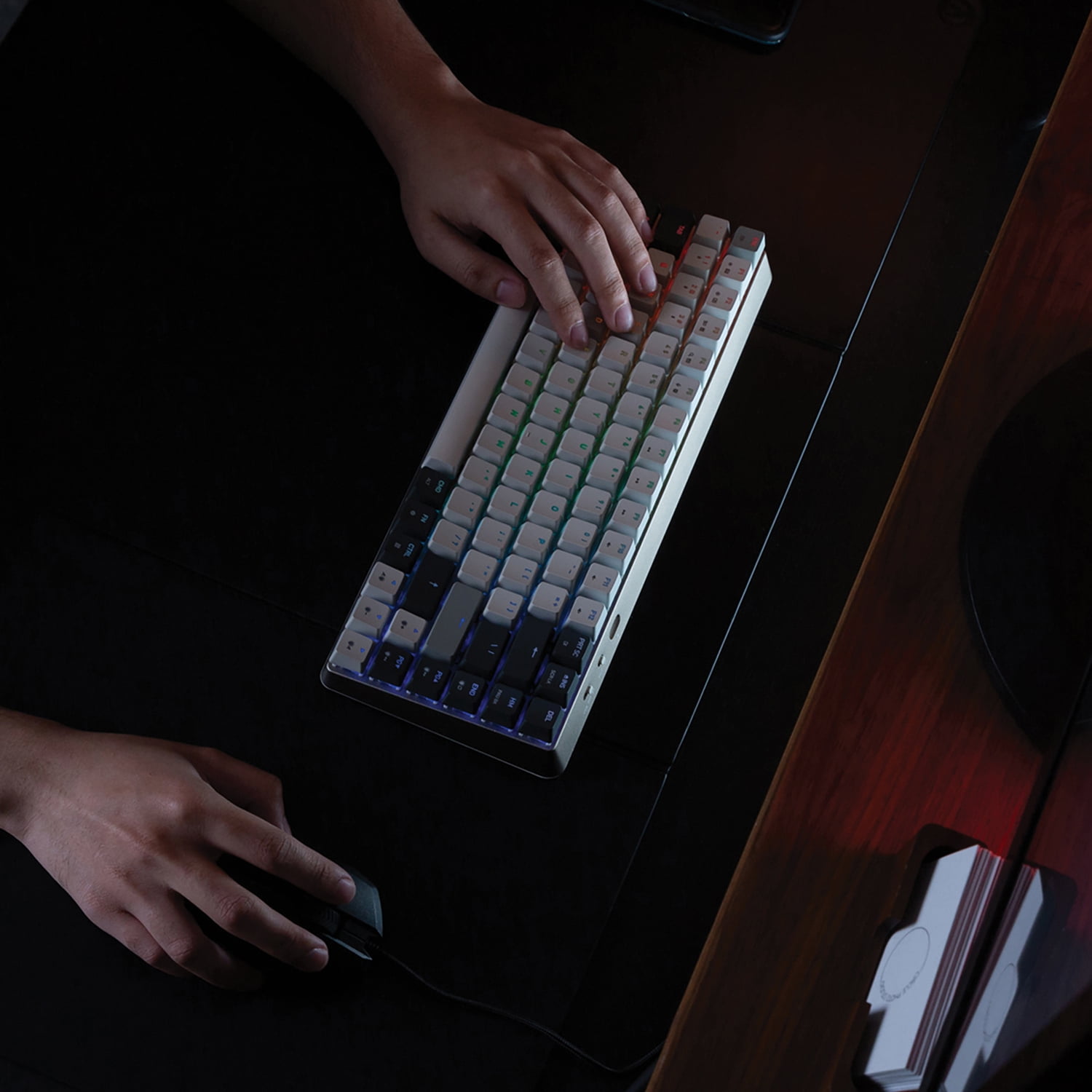 Azio Cascade Bluetooth and USB 75% Mechanical Computer Keyboard, Hot-Swappable Switches, Backlit, Galaxy Light, CRG2G104