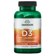 Swanson Vitamin D-3 with Coconut Oil - High Potency 2,000 Iu 60 Softgels