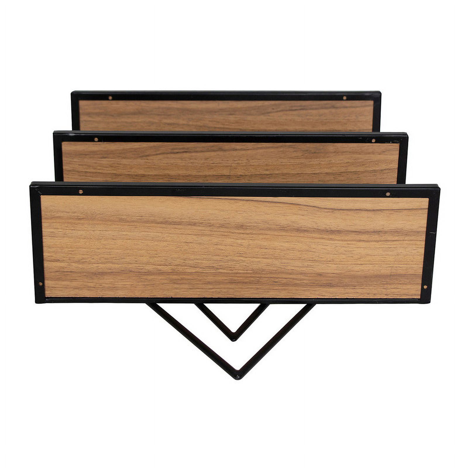 Clarissa Black Geometric Wood-Metal Modern Wall Shelf
