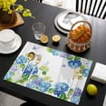thumbnail image 3 of Blue Hydrangea Placemats Set of 4, Farmhouse Butterfly Spring Floral Placemats for Dining Table, Place Mats for Kitchen Tabletop, Waterproof Wipeable Dining Table Mats Set, 3 of 9