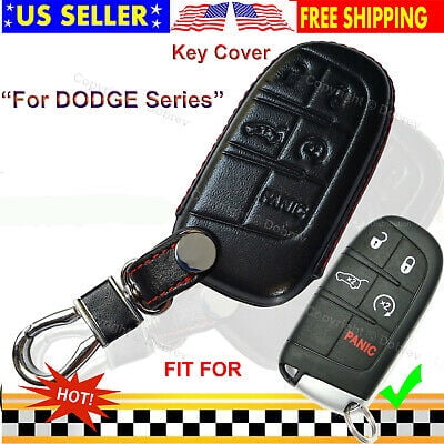Dobrev 5B Genuine Leather Case Cover Fob Protector Skin for Dodge Jeep Cherokee Dodge Challenger Charger Dart Durango Journey Chrysler Key