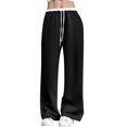 thumbnail image 2 of DLIDG Wide Leg Sweatpants for Women Drawstring High Waisted Sweatpants Plus Size Casual Loose Baggy Pants Comfy Soft Palazzo Pants Fleece Lined Lounge Workout Trousers with Pockets Black L, 2 of 6